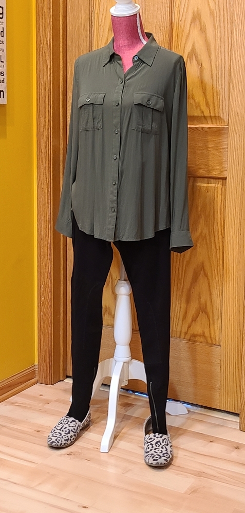 Olive green long sleeve blouse
